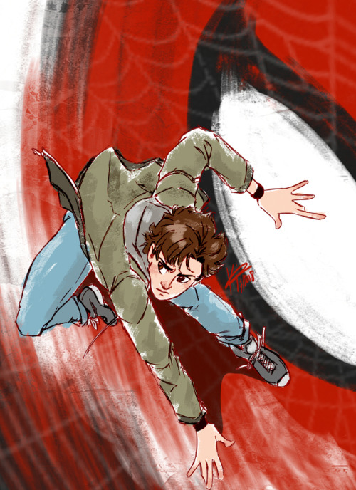 pose practice and color style experimenting with Peter Parker