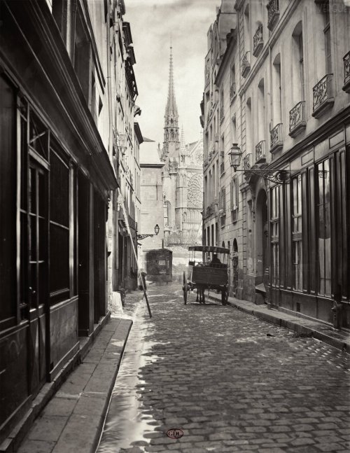 Rue du Fouarre, de la rue Galande. Paris, 1866. by  Charles Marville