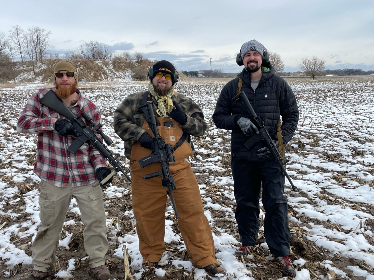 Great range day today, buddy from bootcamp and another Marine buddy of ours and my buddy’s dad. We didn’t let some snow stop us from some trigger therapy 🤘🏼