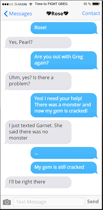 Texts between young gems? Pearl’s jealousy is overwhelming.(Submitted by lucario-of-hyrule)