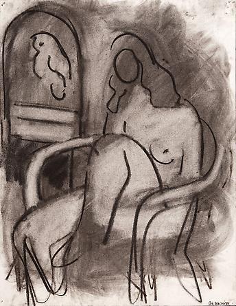topcat77:  Robert de NiroSeated Female Nude with a Parrot, 1980Charcoal on paper,