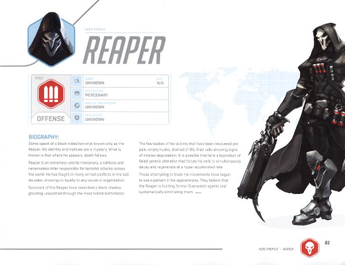 junk-watch: Reaper Hero Profile from the Overwatch Visual Source Book.