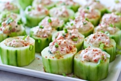 chefthisup:  Cucumber Cups Stuffed with Spicy