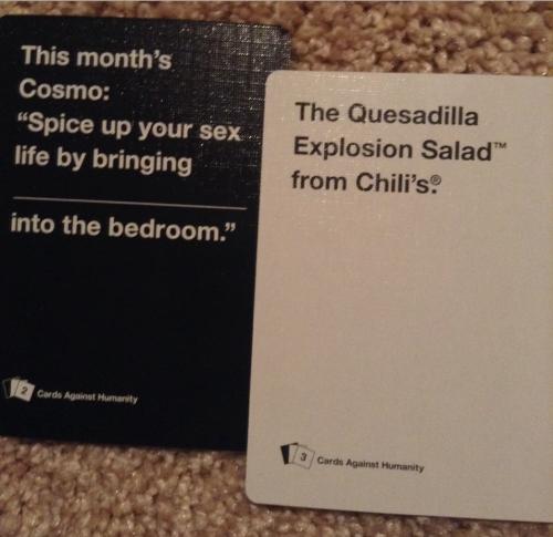 subzerocandle:  Highlights from my first time playing Cards Against Humanity with Rachel food-fandoms-and-shit yesterday