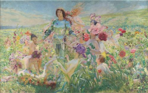 Georges Rochegrosse (French; 1859–1938)Le chevalier aux fleurs (tiré de Wagner, Parsifal) = The Knig
