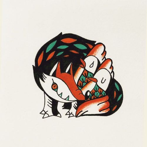 storyof0: Fox hug #illustration #drawing #graphicdesign #tattoodesign #일러스트 #손그림 #foxtattoo #pattern