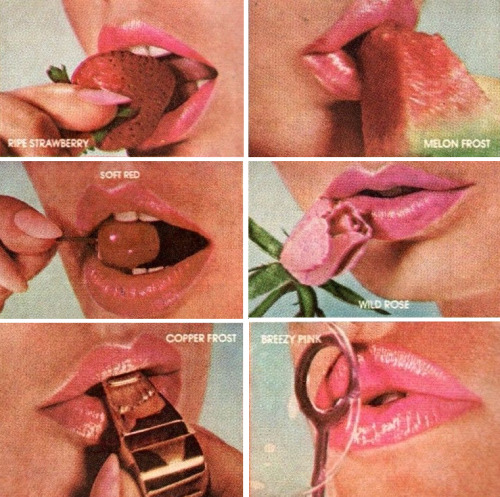 goldenbuttonsnpearls:Lipstick Ad from 1960s scanned & edited by me.