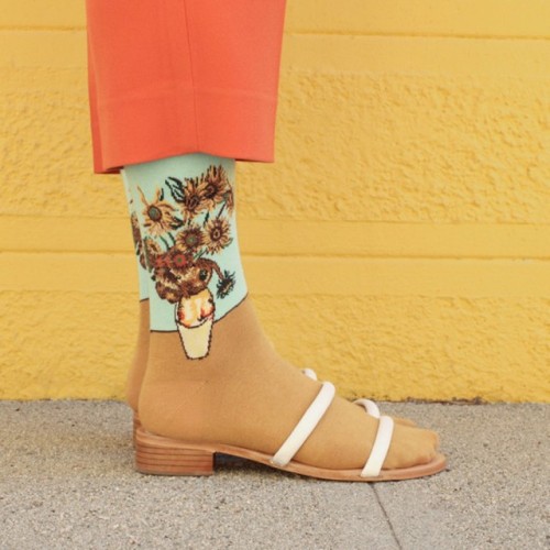 culturenlifestyle:  Sock Designs Inspired by Classical PaintingsInspired by classical masterpieces, such as Leonardo da Vinci’s Mona Lisa, Frida Kahlo’s self-portraits and Vincent van Gogh’s sunflowers, The Sock Drawer created this fun line of art