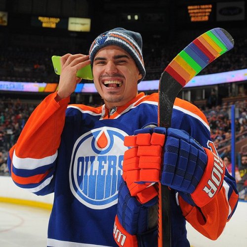 The Oilers used Pride Tape at their skills competition today. The Kickstarter to get this tape to pr