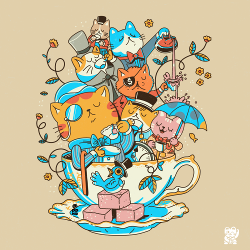 Tea Cat Fancy Party / check this design on tshirts and more here