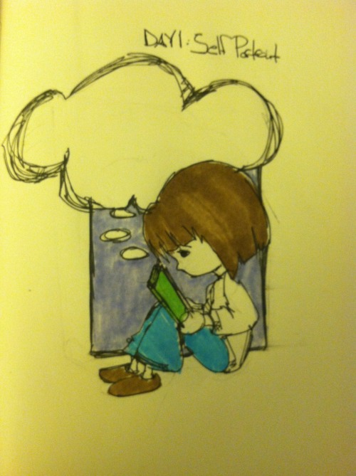 drawmonkey:30 Day Drawing Challenge day 1: self portrait. I learned to read at a pretty young age an