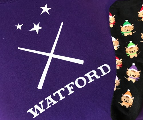 Today’s festive outfit features my Watford shirt and santa cat socks!