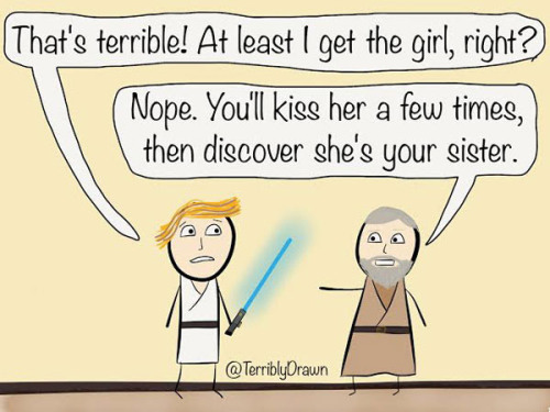 actegratuit:The true villain of Star WarsThis funny comic by cartoonist Ryan Lutz of Terribly Drawn 