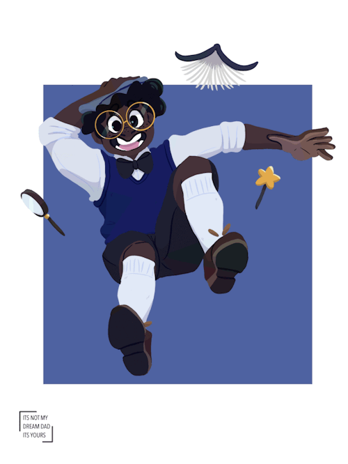 itsnotmydreamdaditsyours:magic boy![GIF description: an animated drawing of Angus, hovering up and d
