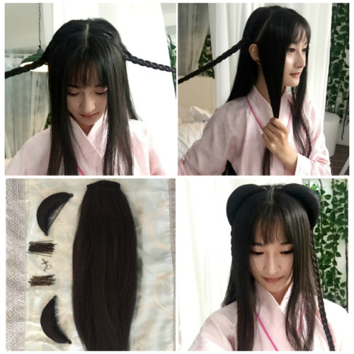 ziseviolet:Hairstyle tutorial for traditional Chinese Hanfu, Part 1/?This hairstyle uses two hair pa