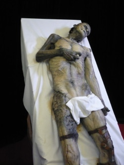 evillittlething:  ghostsareassholes:  This may have been my absolute favorite thing at the show. It’s the “real” body of the Frankenstein Monster unearthed from the ruins of castle Frankenstein in Vassaria! This thing look 100% real in person. The