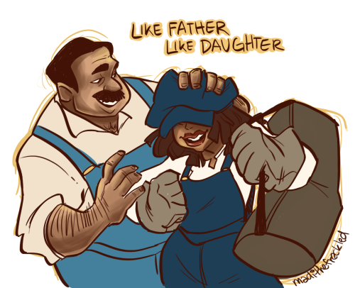 madithefreckled:  I checked and Audrey’s father wears pretty much the same outfit as her in that old photo. So I figured that he probably gave her his old hat when he retired or maybe when she was heading off to be part of the crew for the Atlantis