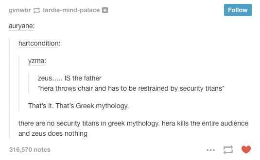 lierdumoa:  xaevierthorne:  huffylemon:  Greek Mythology/Roman Empire on tumblr 