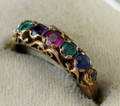 A Georgian era, early 19th century, ‘Dearest’ ring: the first letter of each stone represents a lett