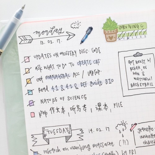 studykouffee:05.03.17tb to my very first spread in my mosseryco planner!! 