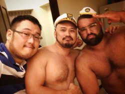 noodlesandbeef:  Coordinating gogo outfits with the other bara men before the first day of parties.