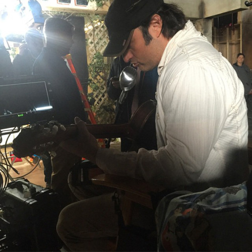 Director Robert Rodriguez in between takes on the set of From Dusk Till Dawn: The Series season 2. -