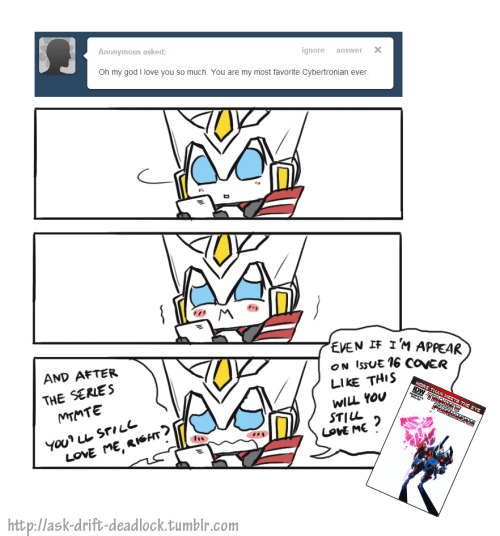 mz-15:  ask-drift-deadlock:  ((MZ: I’m thinking of changing this ask blog name and URL to ‘ask chibi drift’ because I make him really out of character and all I can draw is chibi…))  Guy… I swear at first that my ask Drift blog will not be OOC