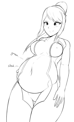 Samusâ€™s belly groans with the weight