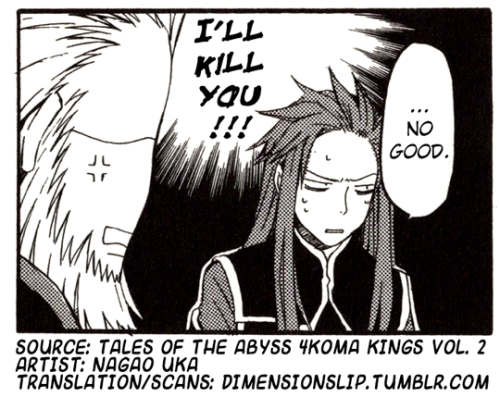 dimensionslip: Title: Trying To Gather CourageSource: Tales of the Abyss 4Koma Kings Vol. 2Artist: N