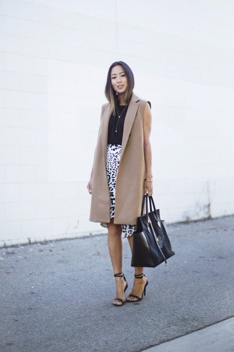 Camel Coat and Leopard Skirt via Song of Style, Aimee Song // check it out at fashionblogfeed.com