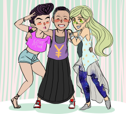 aroacekishiberohan:  happy trans visibility day, have my trans ot3 josuke + okuyasu (she/her) mikitaka (they/them) 