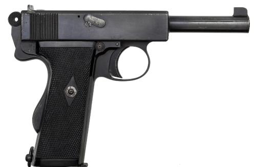 British Webley Mark I semi automatic pistol, circa 1913.
