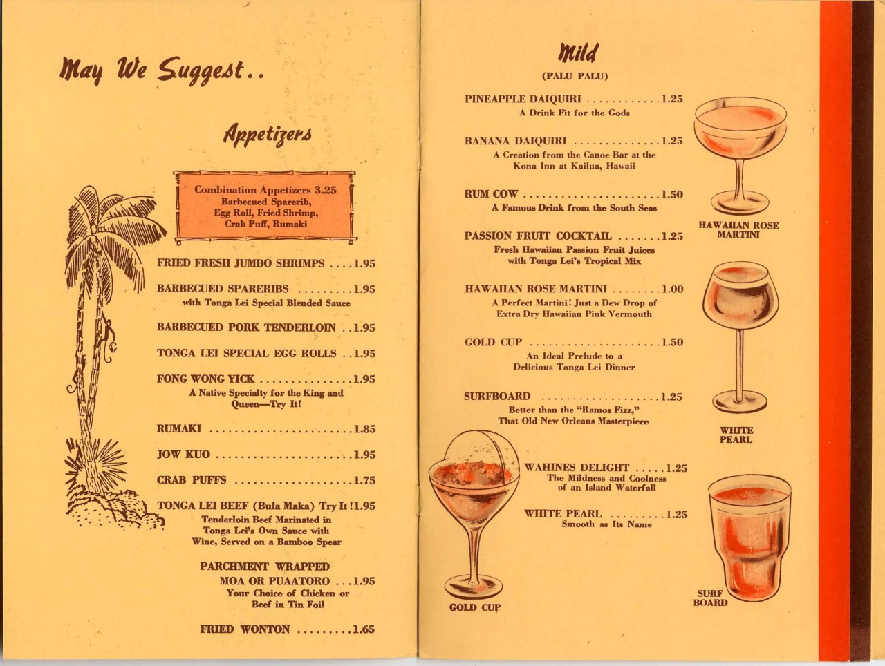 500sandwiches:Drink menu from Malibu, California’s Tonga Lei tiki restaurant and