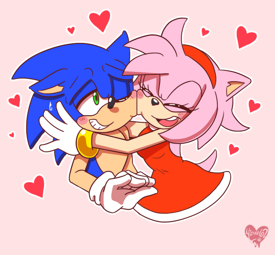 A cute fanart of Sonic and Amy by artist @kumoggu on Twitter : r/SonAmy