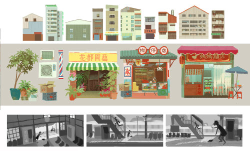 Sketches and sets for my Amélie project 