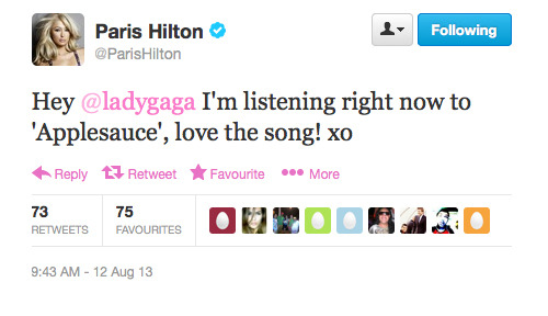 electrascunt:  meanplastic:  Paris Hilton’s tweet to Lady Gaga.   crying