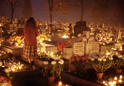 All Saints Day At A Cemetery In O.wi.cim, Poland, 1 November 1984