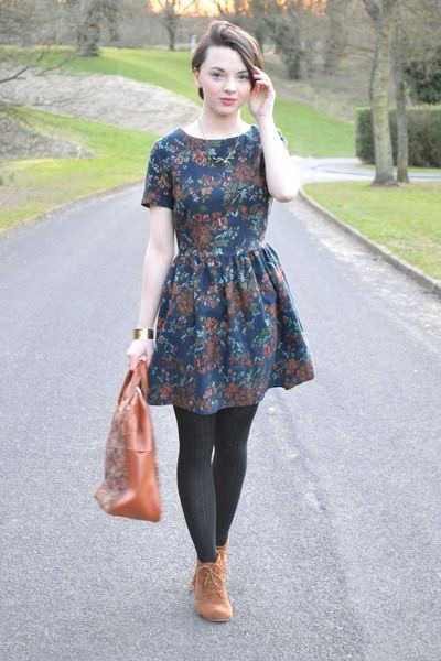 Floral dress and wool tights