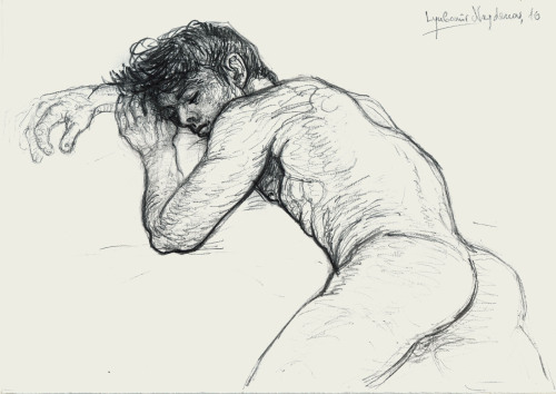 lyubomir-naydenov:  “Male nude”, 2016Pencil on paper,h. 21 / w. 29,7 cm.“Nudo maschile”, 2016Matita su carta,a. 21 / l. 29,7 cmMore art works: http://www.artmajeur.com/it/artist/small-art-gallery/collection/figurative-art/1594081