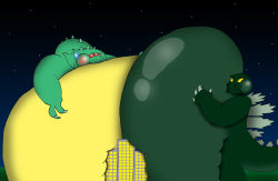 Real ssb4 leaked screenshot from the revamped Fourside stage that we all remember from melee. Here are the two most anticipated newcomers, Kraid and Godzilla, both utilizing new weightgain inflation items and now they&rsquo;re both too fucking fat to