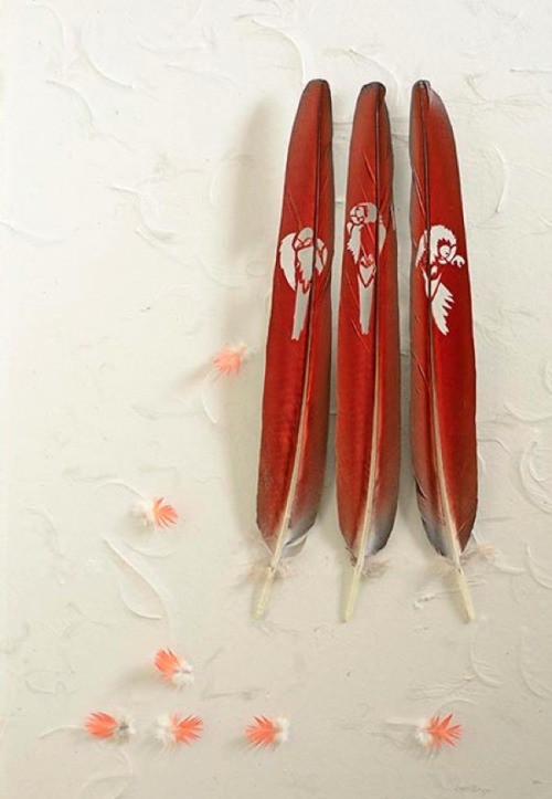 shadesofmauve: ursulavernon: jedavu: Feather Art by Chris Maynard Jesus H. Frogsnoggler. This artist