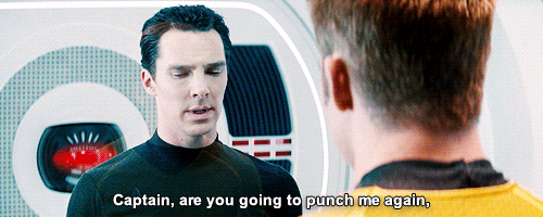  I CAN’T HELP BUT LAUGH BECAUSE KIRK WAS PUNCHING KHAN IN THE CHEEKBONES &amp;