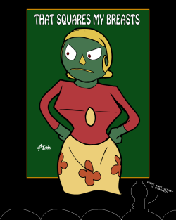 mocksinionartlibrary:  lol, this line made me laugh (and it wasn’t the only one) from the MST3K snippet of Gumby’s Robot Rumpus. Drawn by me~