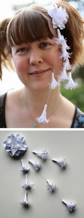 DIY Paper Headpiece or Paper Kanzashi Tutorial from emuse. Really easy DIY. Go to emuse&rsquo;s blog