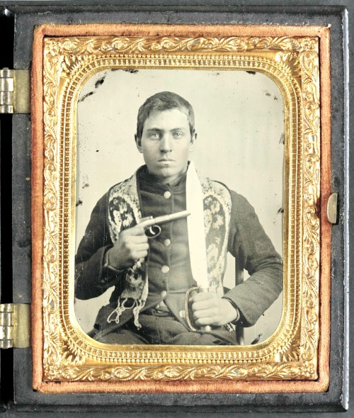 thecivilwarparlor:Can You Identify Me?Unidentified Soldier In Confederate Uniform With Single Shot P