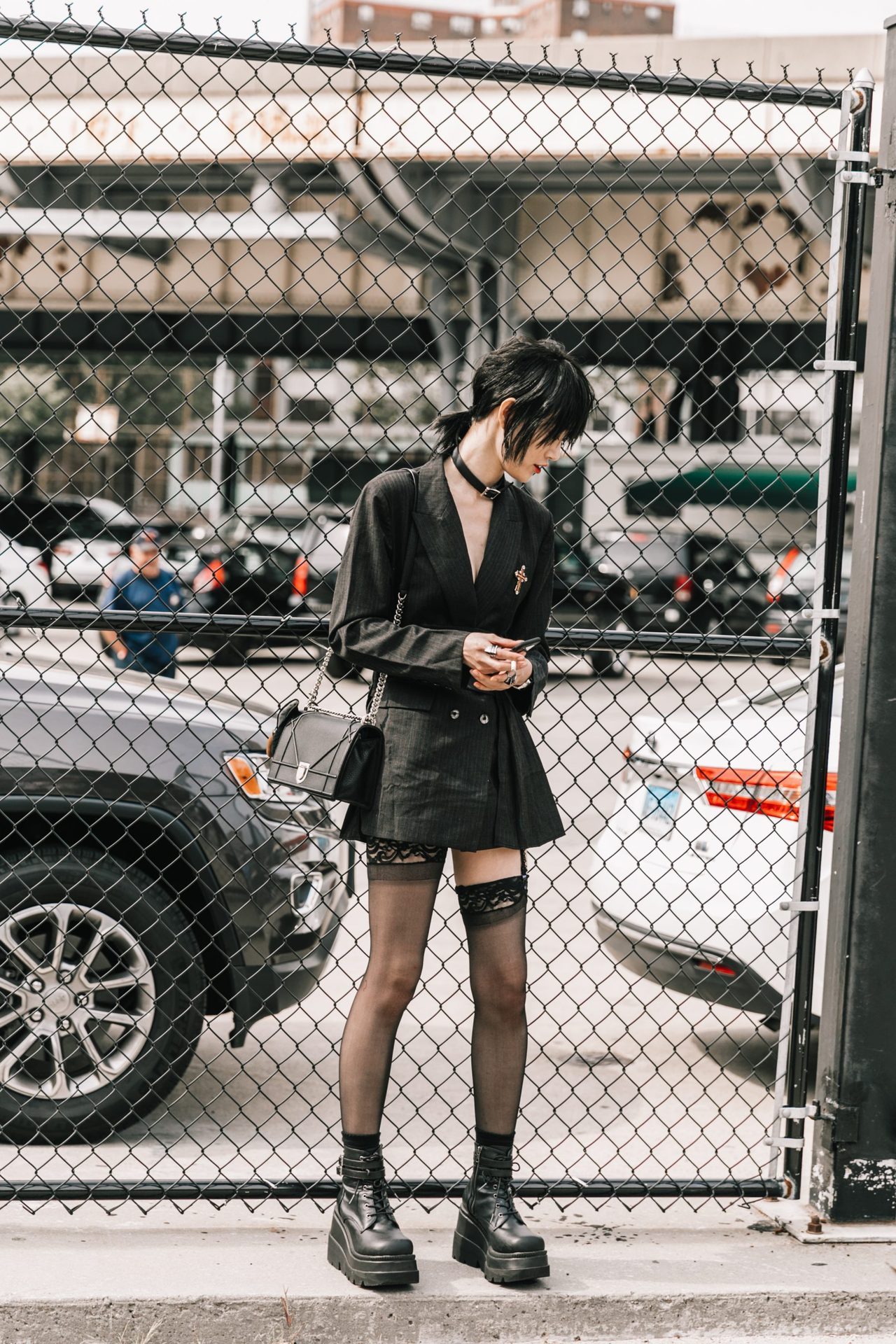 Black-is-no-colour — New York Fashion Week, Street Style. Model Sora