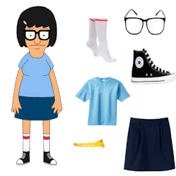 alliepartees:  doctaaaaaaaaaaaaaaaaaaaaaaa:  steal her look: tina belcher  tube socks: ŭ reading glasses: ฤ blue T-shirt: บ converse sneakers: ุ yellow hair clip: ũ blue skirt: ฟ  OK MAYBE I WILL