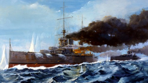 1916 05 31 Jutland, HMS Lion - Howard Gerrard. It depicts the events that occurred at 1548hrs, when 