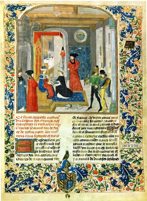 Author offers his book to Charles V of France from the  &quot;Livre des prouffitz champestres et rur