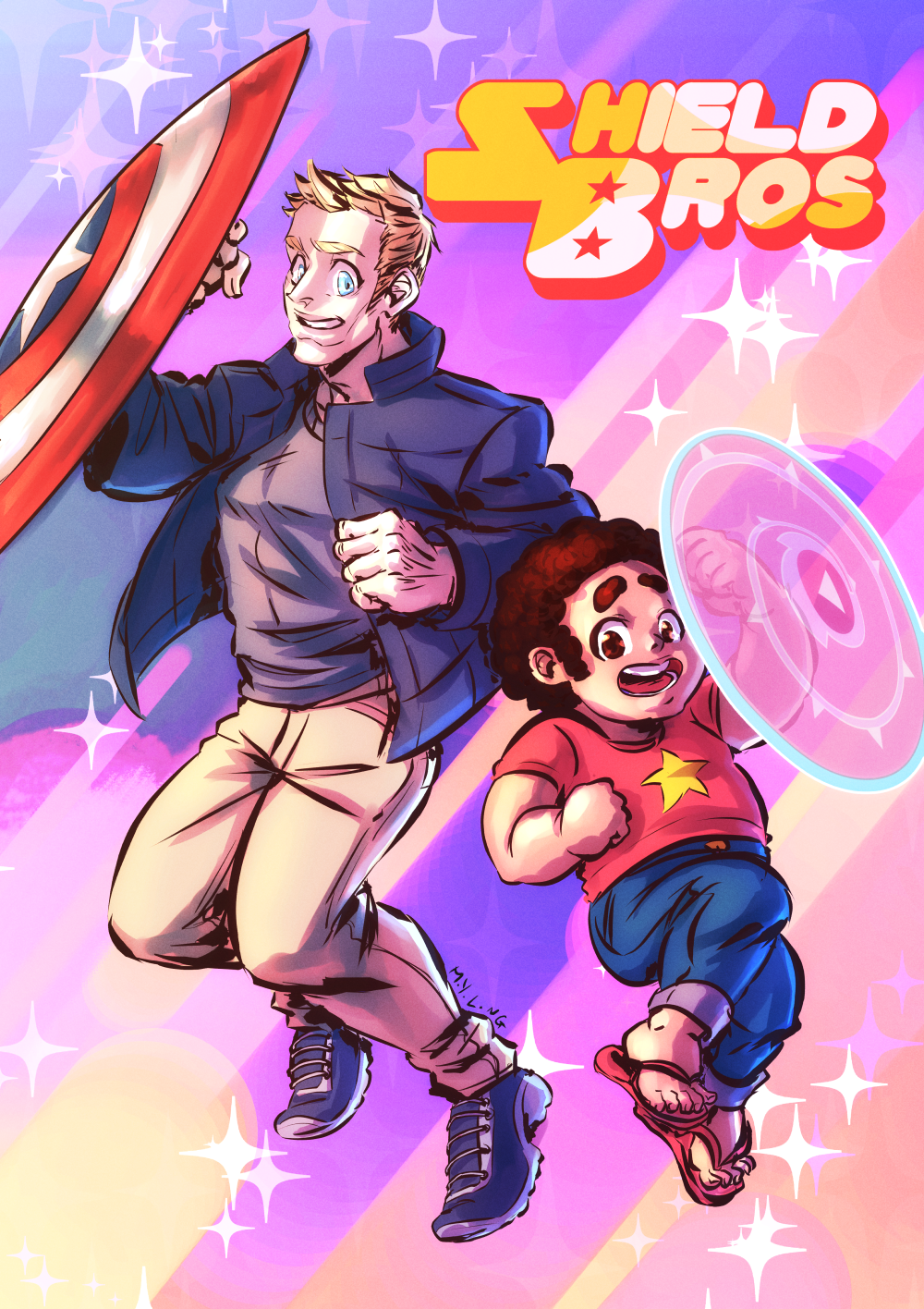 marshyoftheblobs:  It’s Steven! And Steven! And their shields! Look at them smile,